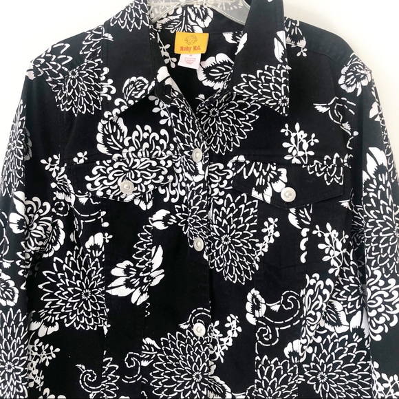 RUBY RD 🖤🤍🖤 black white FLORAL jacket SZ 14 - Picture 2 of 10